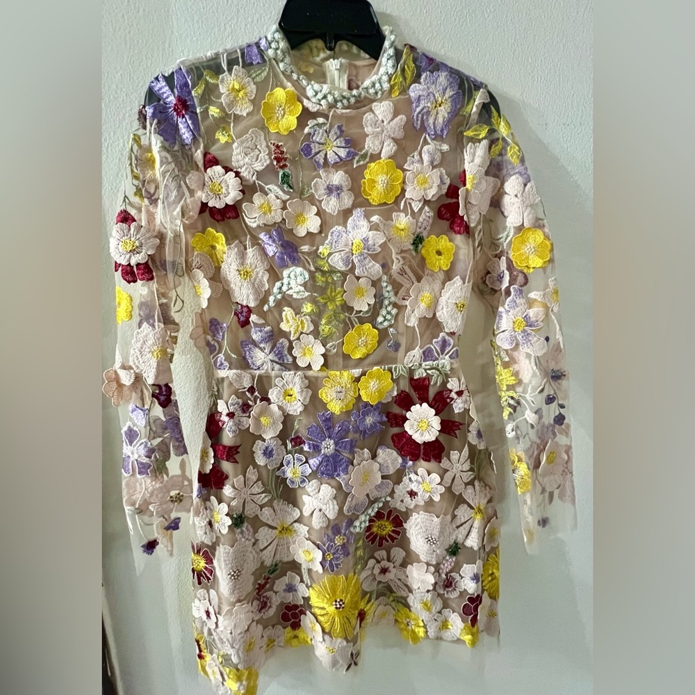 Kriado Floral Embroidered Sheer Dress